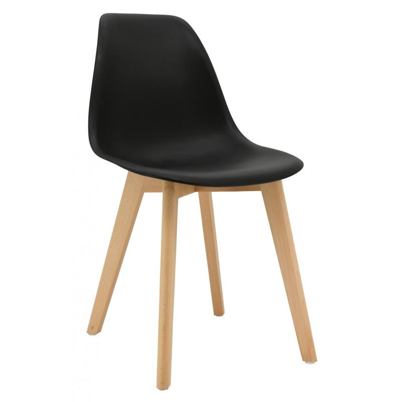 Chaise en polypro noir et hêtre Chaise en polypro noir et hêtre