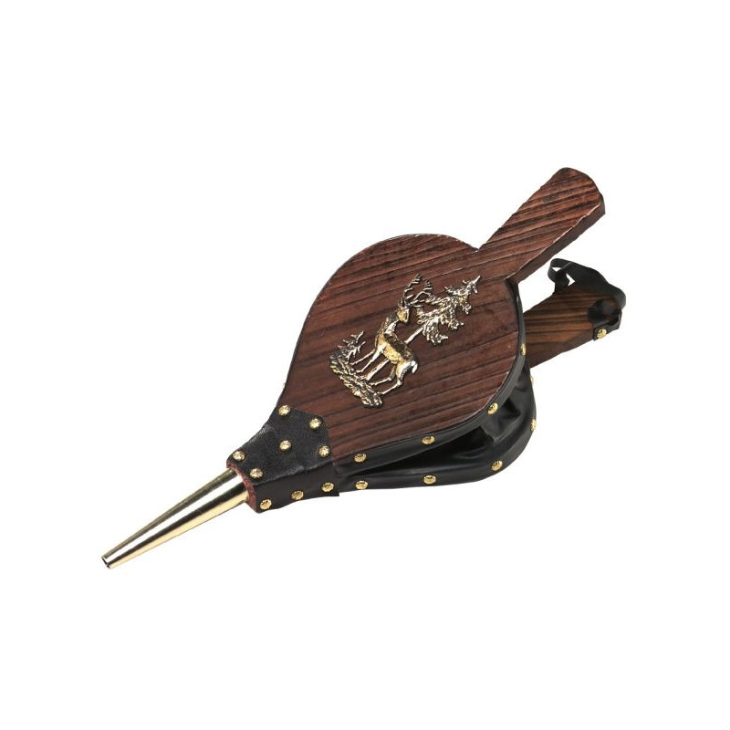 Soufflet de cheminée en cuir déco cerf Soufflet de cheminée en cuir déco cerf