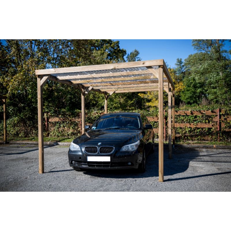 Carport autoclavé économique toitplat 3x5m (1 voiture) Carport autoclavé économique toitplat 3x5m (1 voiture)