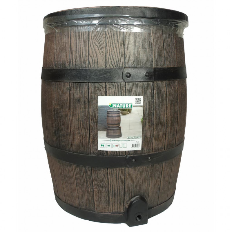 Récupérateur d'eau en forme de barrique (wiskey) - PE 120 l brun inclus accessoires - H74 x Ø55 cm Récupérateur d'eau en forme de barrique (wiskey) - PE 120 l brun inclus accessoires - H74 x Ø55 cm