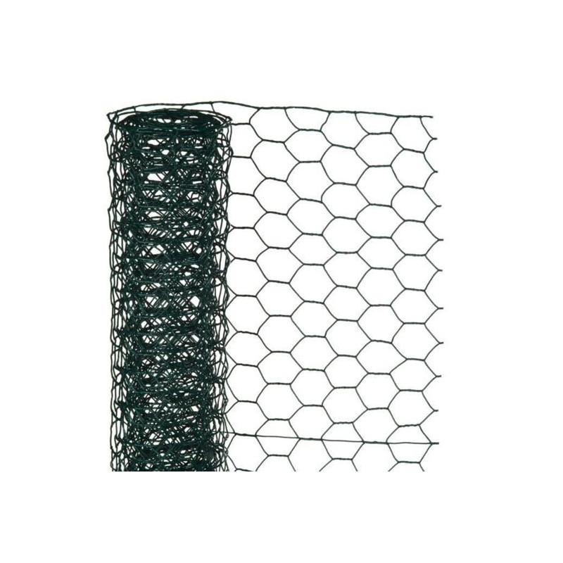 Grillage à poule maille héxagonale en acier galvanisé plastifié vert - 13 mm - 50 cm x 5 m Grillage à poule maille héxagonale en acier galvanisé plastifié vert - 13 mm - 50 cm x 5 m