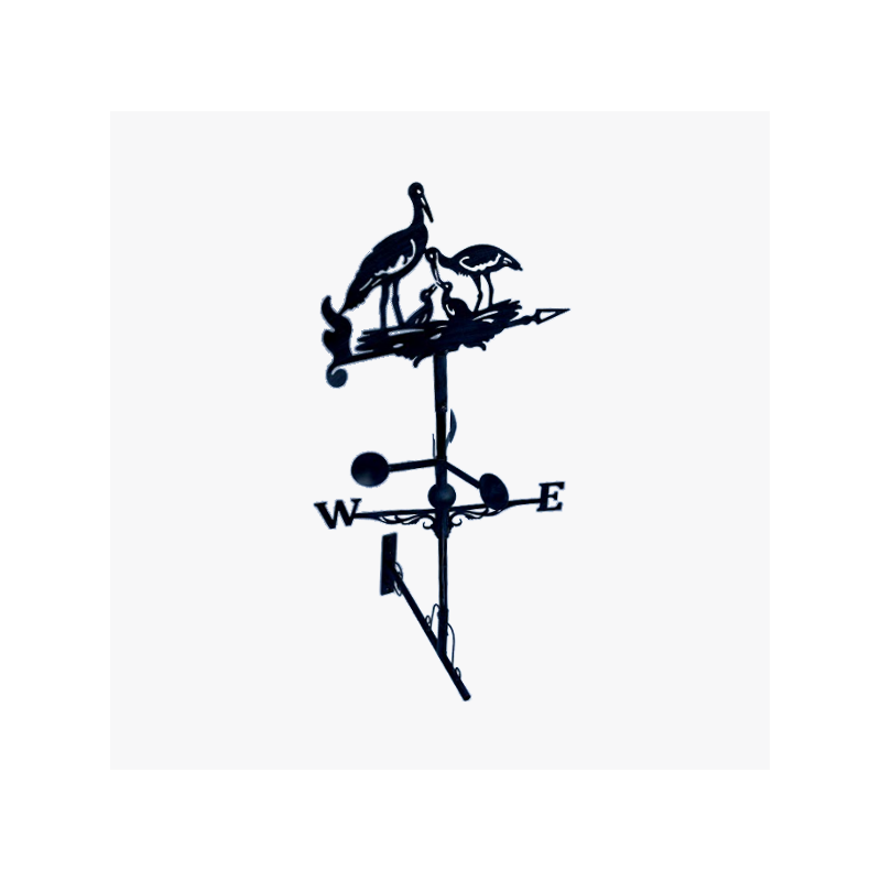 Girouette de toit graphique modèle Cigogne avec support universel Girouette de toit graphique modèle Cigogne avec support universel