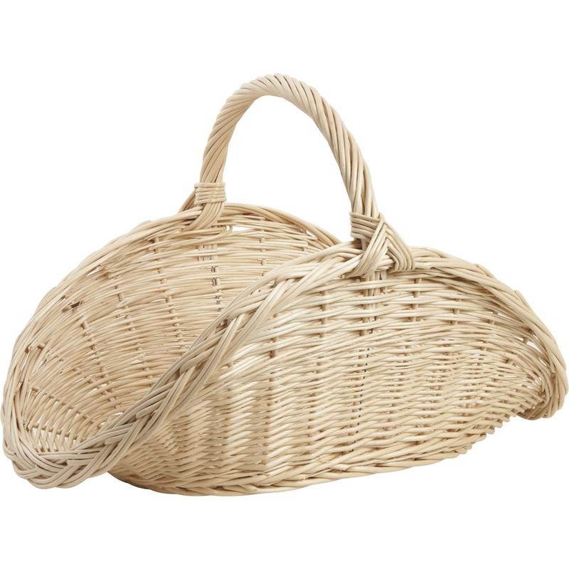 Panier à bûches en osier blanc Panier à bûches en osier blanc