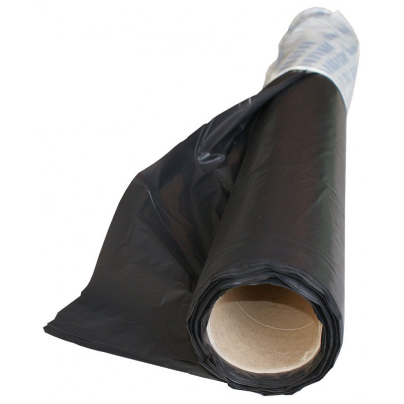Film plastique d'étanchéité sous-dalle en polyéthylène noir Type 200, 5x20m Film plastique d'étanchéité sous-dalle en polyéthylène noir Type 200, 5x20m